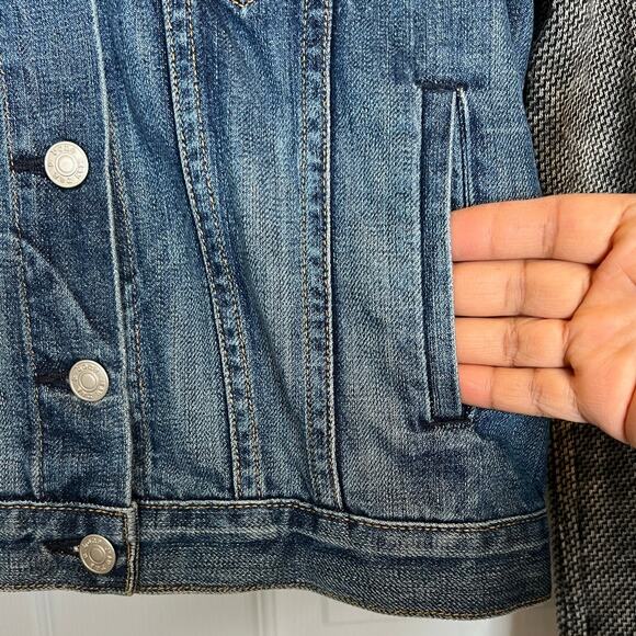 rag & bone Bradford Denim Jacket Knit Sleeve Hooded in Blue Denim Women's XS - Picture 7 of 10